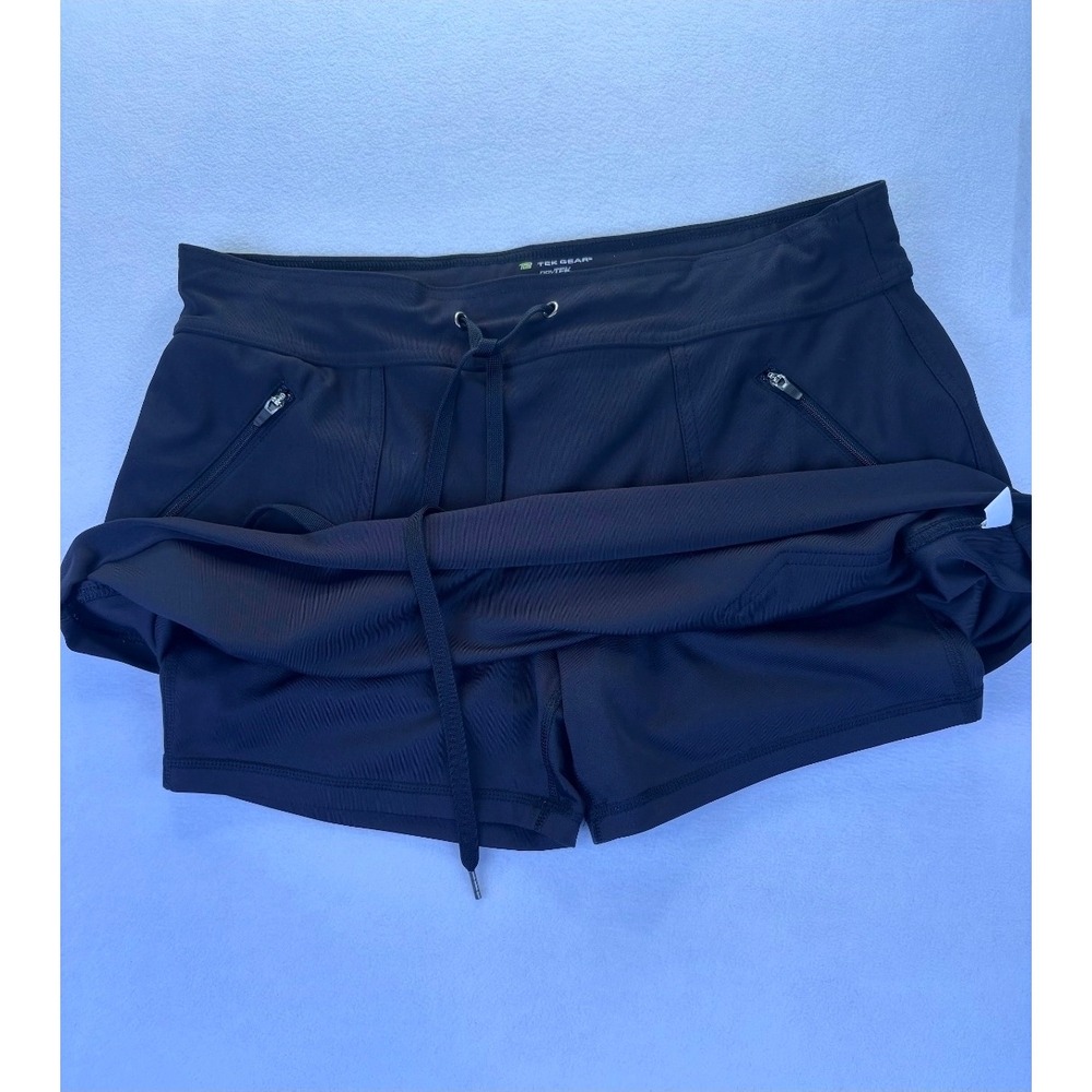 Tek Gear DryTek Women Black Athletic Skort M Drawstring Zipper Pockets Workout - Picture 3 of 7